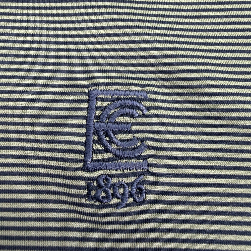 Kjus Polo Shirt Men Medium Gray Navy Stripe Performance Exmoor Country Club 1896 - Picture 6 of 14